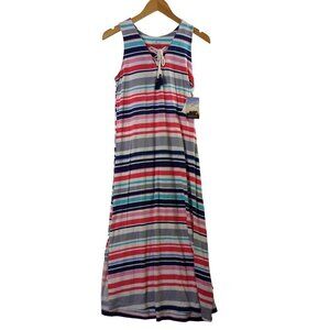 Cuddl Duds Maxi Dress Womens S Sleeveless Casual Comfy Stretch Knit Striped